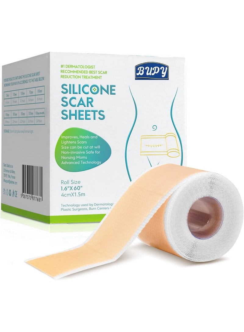 Walpck Medical Grade Silicone Scar Sheets, Silicone Scar Tape (4cm*1.5m), Scar Removal Strips for Acne Scars C-Section & Keloid Surgery Scars Sheets Treatment Sheets - 6-8 Month Supply - Image 1
